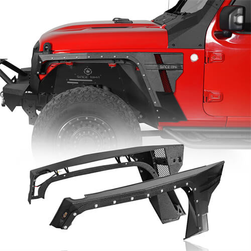 2018-2024 Jeep JL& JT Front Fender Flares Wheel Well Guards 4x4 Jeep Parts - Hooke Road b3054s 2