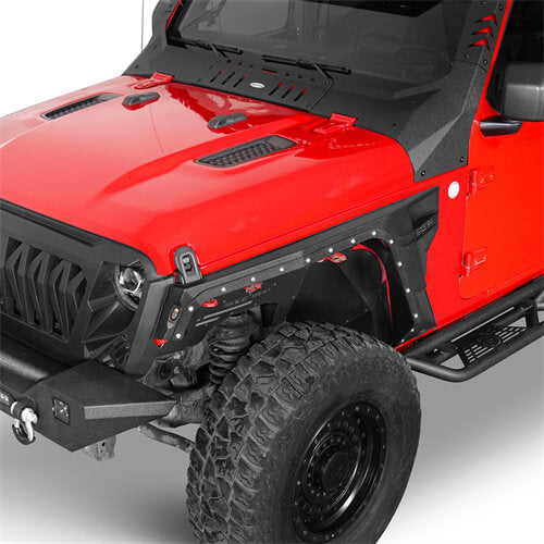 Load image into Gallery viewer, 2018-2024 Jeep JL&amp; JT Front Fender Flares Wheel Well Guards 4x4 Jeep Parts - Hooke Road b3054s 6
