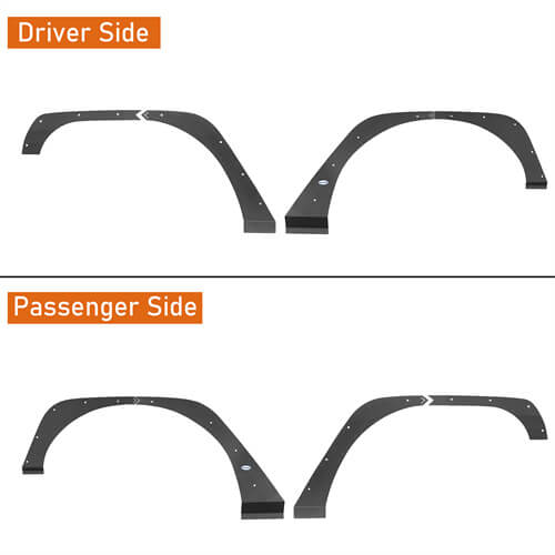 2007-2018 Jeep Wrangler JK Front & Rear Fender Flare Kit Jeep JK Accessories - Hooke Road b2093s 18