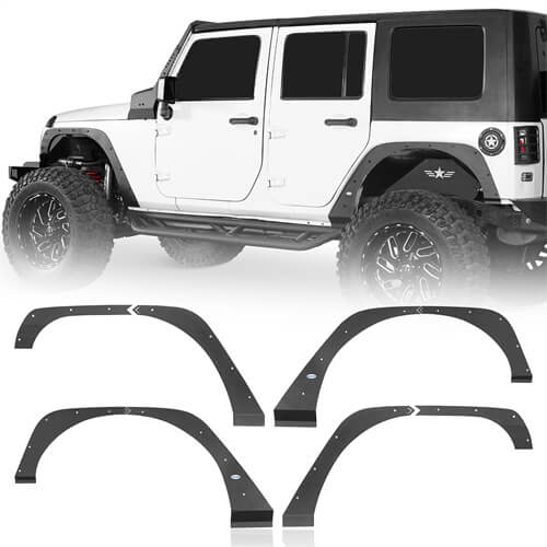 2007-2018 Jeep Wrangler JK Front & Rear Fender Flare Kit Jeep JK Accessories - Hooke Road b2093s 2