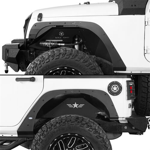 2007-2018 Jeep Wrangler JK Front & Rear Fender Flare Kit Jeep JK Accessories - Hooke Road b2093s 6