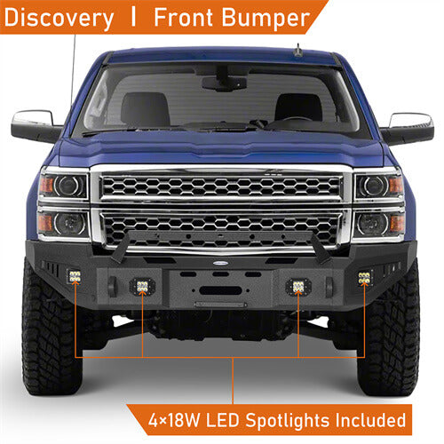 Hooke Road Aftermarket Full Width Front Bumper 4x4 Truck Parts For 2014-2015 Chevy Silverado 1500 b9028 10
