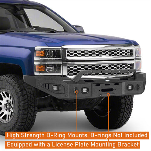 Hooke Road Aftermarket Full Width Front Bumper 4x4 Truck Parts For 2014-2015 Chevy Silverado 1500 b9028 11