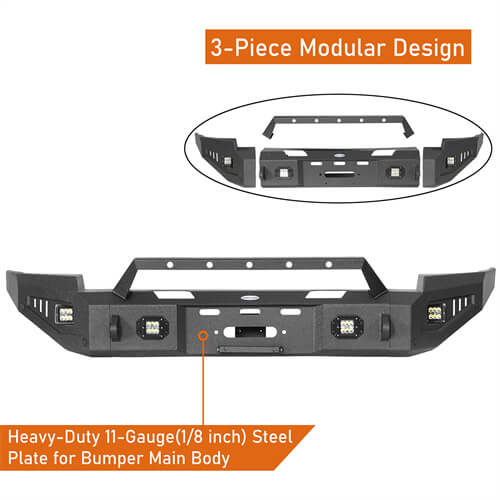 Hooke Road Aftermarket Full Width Front Bumper 4x4 Truck Parts For 2014-2015 Chevy Silverado 1500 b9028 14