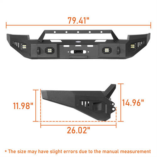 Load image into Gallery viewer, Hooke Road Aftermarket Full Width Front Bumper 4x4 Truck Parts For 2014-2015 Chevy Silverado 1500 b9028 19
