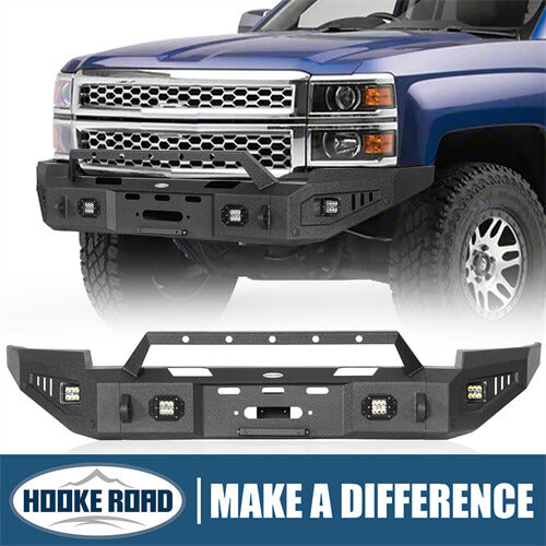 Load image into Gallery viewer, Hooke Road Aftermarket Full Width Front Bumper 4x4 Truck Parts For 2014-2015 Chevy Silverado 1500 b9028 1
