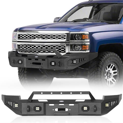 Load image into Gallery viewer, Hooke Road Aftermarket Full Width Front Bumper 4x4 Truck Parts For 2014-2015 Chevy Silverado 1500 b9028 2
