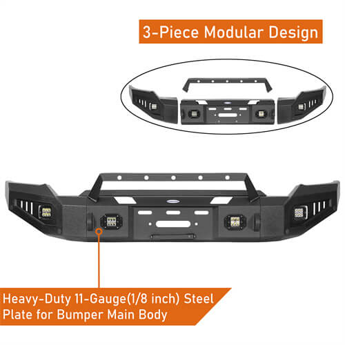 Load image into Gallery viewer, Aftermarket Full-Width GMC Sierra Front Bumper Pickup Truck Parts For 2020-2023 GMC Sierra 2500HD/3500HD - Hooke Road b9205 11
