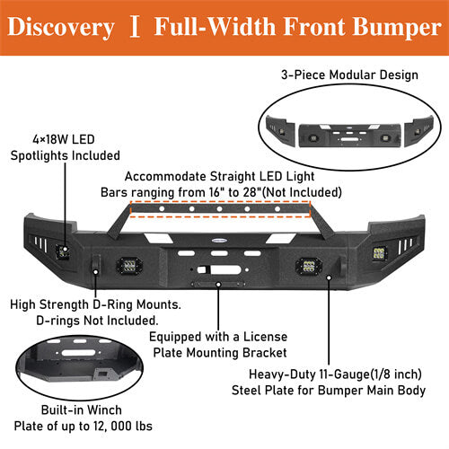 07-13 Chevy Silverado 1500 Aftermarket Full Width Front Bumper 4x4 Parts - HookeRoad b9027 15