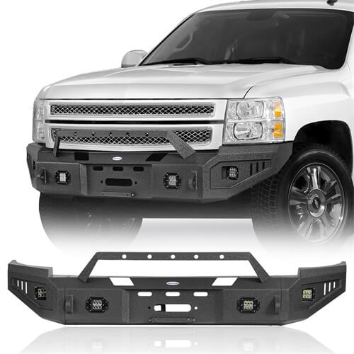 07-13 Chevy Silverado 1500 Aftermarket Full Width Front Bumper 4x4 Parts - HookeRoad b9027 2