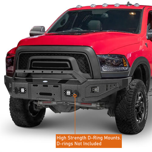 Aftermarket Full Width Front Bumper w/ Winch Plate & LED Spotlights For 2015-2018 Ram 1500 Rebel - HookeRoad b6012 13