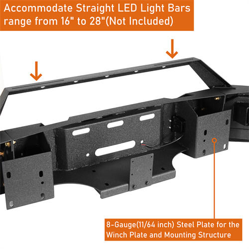 Load image into Gallery viewer, Aftermarket Full Width Front Bumper w/ Winch Plate &amp; LED Spotlights For 2015-2018 Ram 1500 Rebel - HookeRoad b6012 16
