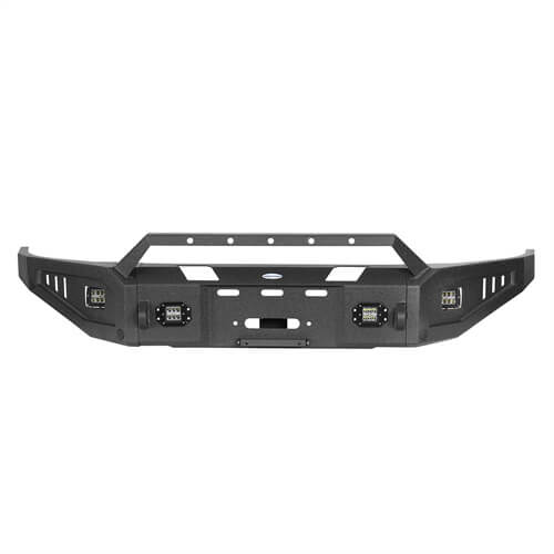 Aftermarket Full Width Front Bumper w/ Winch Plate & LED Spotlights For 2015-2018 Ram 1500 Rebel - HookeRoad b6012 19