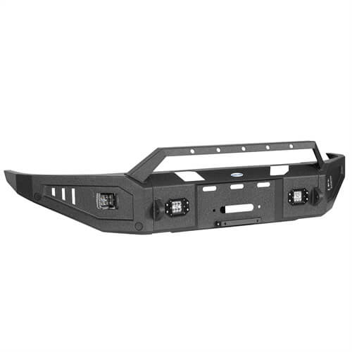 Aftermarket Full Width Front Bumper w/ Winch Plate & LED Spotlights For 2015-2018 Ram 1500 Rebel - HookeRoad b6012 22