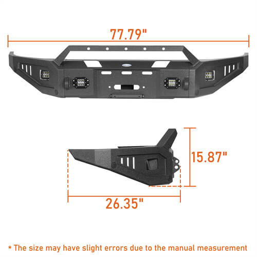 Load image into Gallery viewer, Aftermarket Full Width Front Bumper w/ Winch Plate &amp; LED Spotlights For 2015-2018 Ram 1500 Rebel - HookeRoad b6012 24
