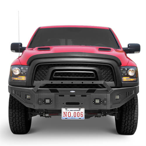 Load image into Gallery viewer, Aftermarket Full Width Front Bumper w/ Winch Plate &amp; LED Spotlights For 2015-2018 Ram 1500 Rebel - HookeRoad b6012 3
