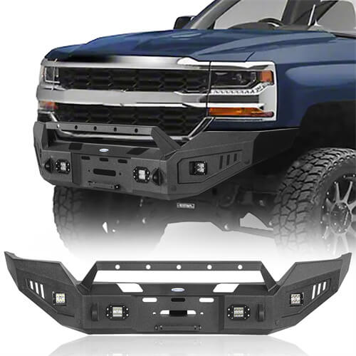 Load image into Gallery viewer, 16-18 Silverado 1500 Aftermarket Full-Width Front Bumper w/ Winch Plate &amp; LED Lights - Hooke Road b9026 2
