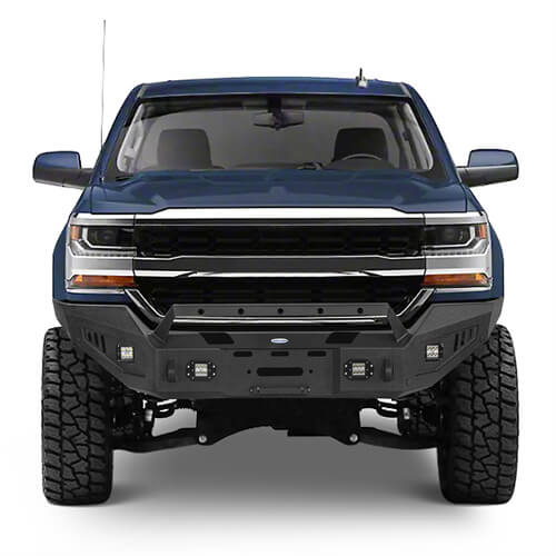 Load image into Gallery viewer, 16-18 Silverado 1500 Aftermarket Full-Width Front Bumper w/ Winch Plate &amp; LED Lights - Hooke Road b9026 5
