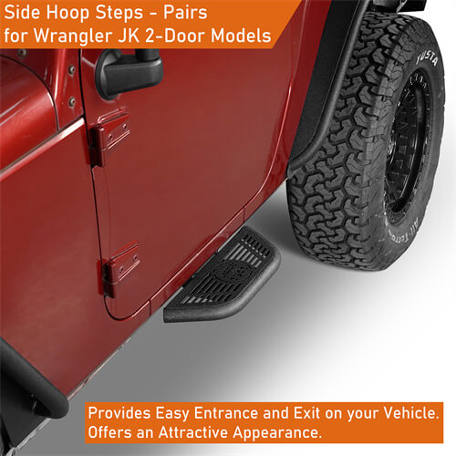 Side Hoop Steps Kit Jeep Wrangler Parts For 2007-2018 Jeep Wrangler JK 2-Door - Hooke Road b2095s 14