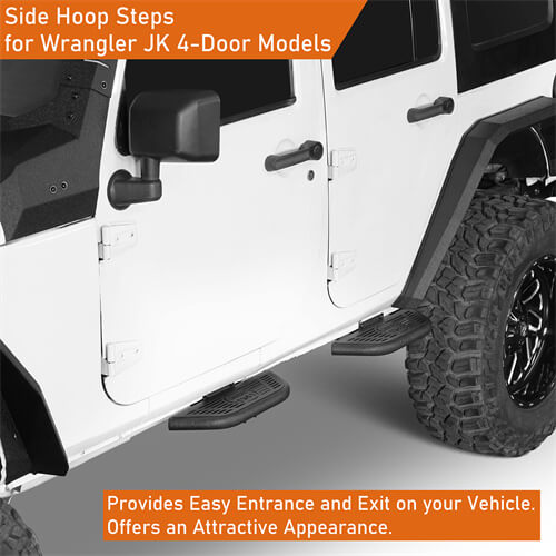 Load image into Gallery viewer, Side Hoop Steps Kit Jeep Wrangler Accessories For 2007-2018 Jeep Wrangler JK 4-Door - Hooke Road b2094s 11
