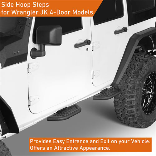 Side Hoop Steps Kit Jeep Wrangler Accessories For 2007-2018 Jeep Wrangler JK 4-Door - Hooke Road b2094s 11