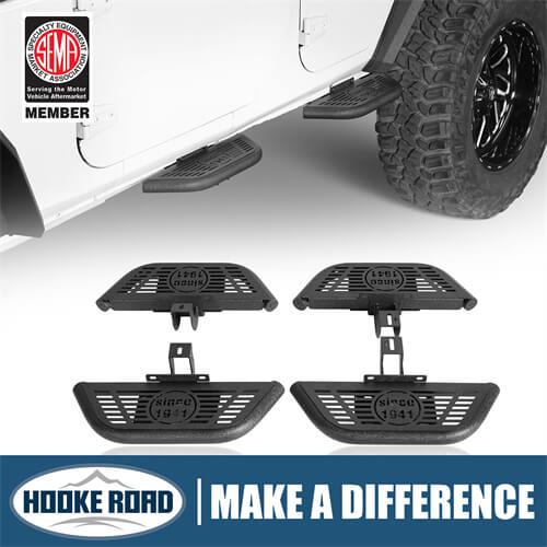 Side Hoop Steps Kit Jeep Wrangler Accessories For 2007-2018 Jeep Wrangler JK 4-Door - Hooke Road b2094s 1
