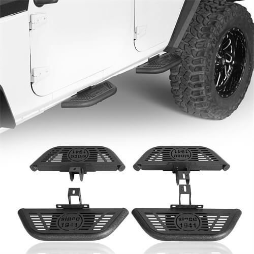 Side Hoop Steps Kit Jeep Wrangler Accessories For 2007-2018 Jeep Wrangler JK 4-Door - Hooke Road b2094s 2