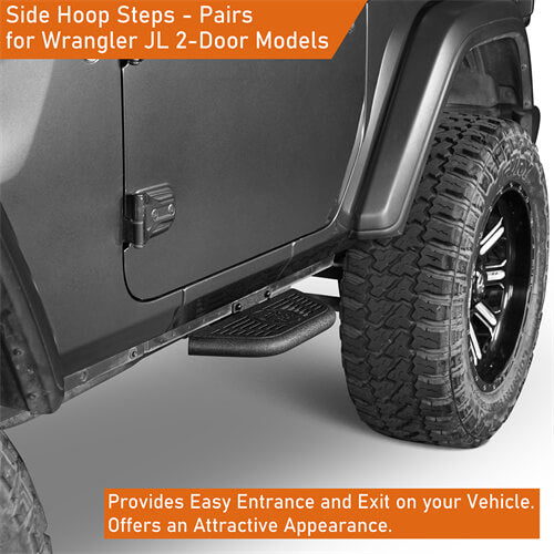 Side Hoop Steps Kit Jeep Wrangler Accessories For 2018-2023 Jeep Wrangler JL 2-Door - Hooke Road b3060s 10