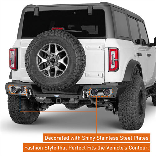 Load image into Gallery viewer, Aftermarket Rear Bumper Off Road Parts w/D-Rings &amp; LED Lights For 2021-2023 Ford Bronco Excluding Raptor - Hooke Road b8923s 14
