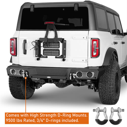 Load image into Gallery viewer, Aftermarket Rear Bumper Off Road Parts w/D-Rings &amp; LED Lights For 2021-2023 Ford Bronco Excluding Raptor - Hooke Road b8923s 15
