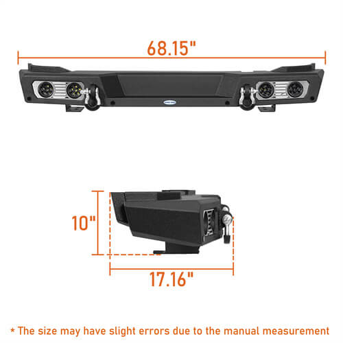 Aftermarket Rear Bumper Off Road Parts w/D-Rings & LED Lights For 2021-2023 Ford Bronco Excluding Raptor - Hooke Road b8923s 22