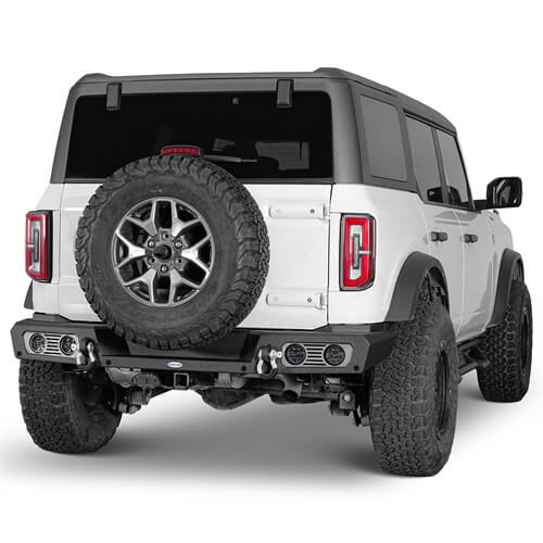 Aftermarket Rear Bumper Off Road Parts w/D-Rings & LED Lights For 2021-2023 Ford Bronco Excluding Raptor - Hooke Road b8923s 4