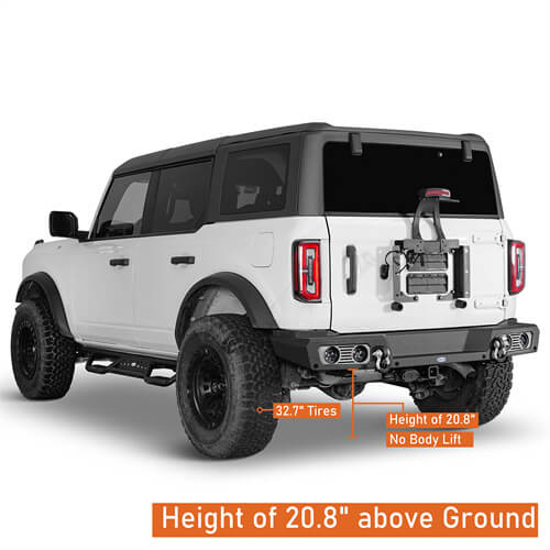 Aftermarket Rear Bumper Off Road Parts w/D-Rings & LED Lights For 2021-2023 Ford Bronco Excluding Raptor - Hooke Road b8923s 8