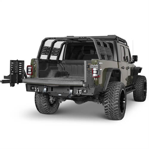 Load image into Gallery viewer, 2020-2024 Jeep Gladiator JT Rear Bumper w/Swing Arms &amp; Tire Carrier &amp; Jerry Can Holder 4x4 Truck Parts - Hooke Road b7018s 10
