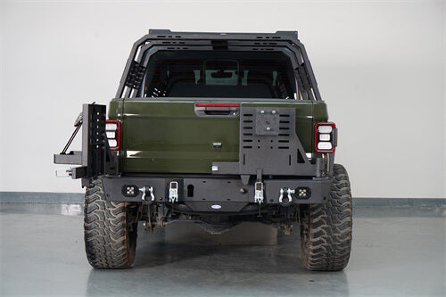 Load image into Gallery viewer, 2020-2024 Jeep Gladiator JT Rear Bumper w/Swing Arms &amp; Tire Carrier &amp; Jerry Can Holder 4x4 Truck Parts - Hooke Road b7018s 12
