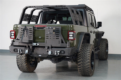 Load image into Gallery viewer, 2020-2024 Jeep Gladiator JT Rear Bumper w/Swing Arms &amp; Tire Carrier &amp; Jerry Can Holder 4x4 Truck Parts - Hooke Road b7018s 13

