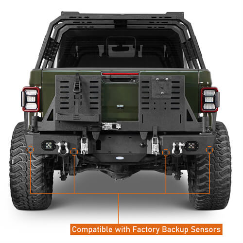 Load image into Gallery viewer, 2020-2024 Jeep Gladiator JT Rear Bumper w/Swing Arms &amp; Tire Carrier &amp; Jerry Can Holder 4x4 Truck Parts - Hooke Road b7018s 15
