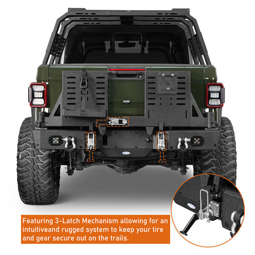 2020-2024 Jeep Gladiator JT Rear Bumper w/Swing Arms & Tire Carrier & Jerry Can Holder 4x4 Truck Parts - Hooke Road b7018s 19