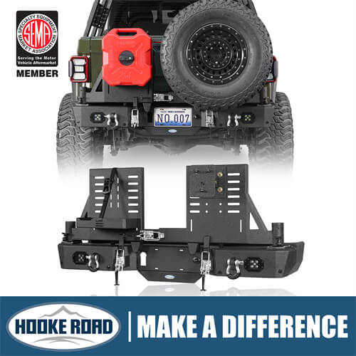 2020-2024 Jeep Gladiator JT Rear Bumper w/Swing Arms & Tire Carrier & Jerry Can Holder 4x4 Truck Parts - Hooke Road b7018s 1