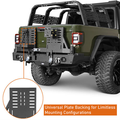 2020-2024 Jeep Gladiator JT Rear Bumper w/Swing Arms & Tire Carrier & Jerry Can Holder 4x4 Truck Parts - Hooke Road b7018s 20