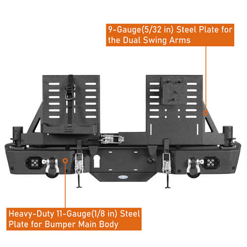2020-2024 Jeep Gladiator JT Rear Bumper w/Swing Arms & Tire Carrier & Jerry Can Holder 4x4 Truck Parts - Hooke Road b7018s 21