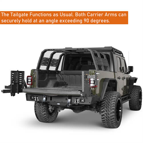 2020-2024 Jeep Gladiator JT Rear Bumper w/Swing Arms & Tire Carrier & Jerry Can Holder 4x4 Truck Parts - Hooke Road b7018s 23