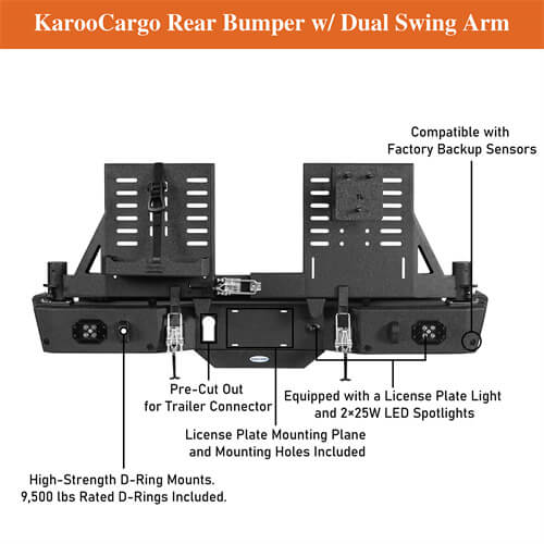 Load image into Gallery viewer, 2020-2024 Jeep Gladiator JT Rear Bumper w/Swing Arms &amp; Tire Carrier &amp; Jerry Can Holder 4x4 Truck Parts - Hooke Road b7018s 25
