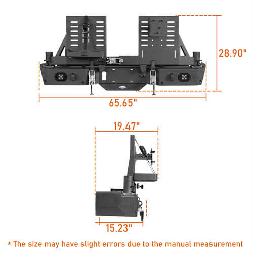 2020-2024 Jeep Gladiator JT Rear Bumper w/Swing Arms & Tire Carrier & Jerry Can Holder 4x4 Truck Parts - Hooke Road b7018s 27