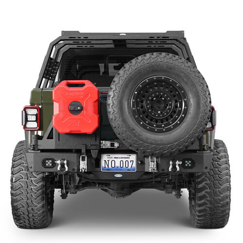 2020-2024 Jeep Gladiator JT Rear Bumper w/Swing Arms & Tire Carrier & Jerry Can Holder 4x4 Truck Parts - Hooke Road b7018s 4