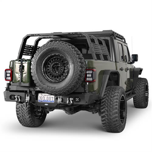 Load image into Gallery viewer, 2020-2024 Jeep Gladiator JT Rear Bumper w/Swing Arms &amp; Tire Carrier &amp; Jerry Can Holder 4x4 Truck Parts - Hooke Road b7018s 5
