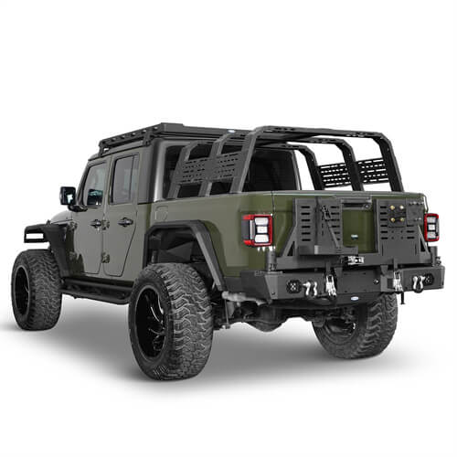2020-2024 Jeep Gladiator JT Rear Bumper w/Swing Arms & Tire Carrier & Jerry Can Holder 4x4 Truck Parts - Hooke Road b7018s 6