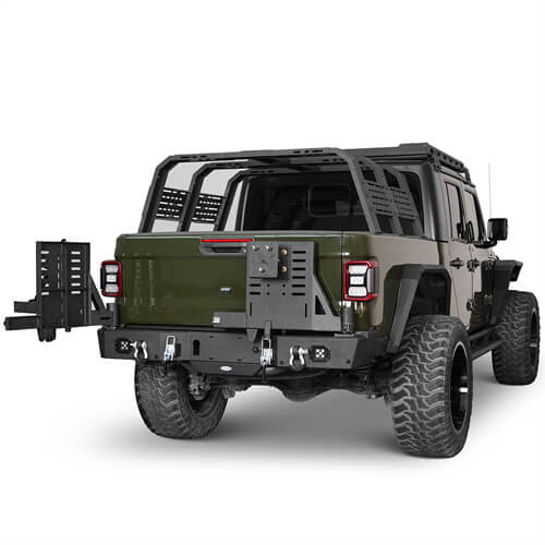 2020-2024 Jeep Gladiator JT Rear Bumper w/Swing Arms & Tire Carrier & Jerry Can Holder 4x4 Truck Parts - Hooke Road b7018s 7