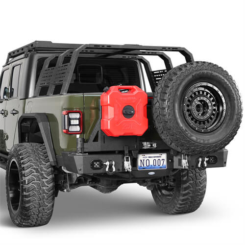 2020-2024 Jeep Gladiator JT Rear Bumper w/Swing Arms & Tire Carrier & Jerry Can Holder 4x4 Truck Parts - Hooke Road b7018s 8