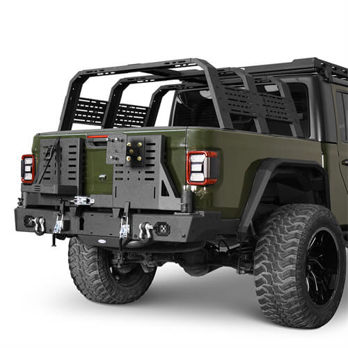 Load image into Gallery viewer, 2020-2024 Jeep Gladiator JT Rear Bumper w/Swing Arms &amp; Tire Carrier &amp; Jerry Can Holder 4x4 Truck Parts - Hooke Road b7018s 9
